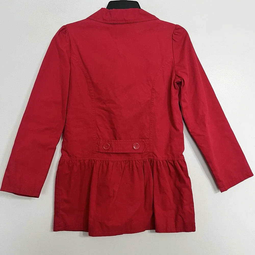 NWT Girls Large Gymboree UNIFORM Cotton RED Double Breasted‎ lined TRENCH COAT